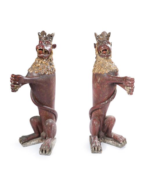 Pareja de leones Tudor portaestandartes,  Inglaterra, s.  X