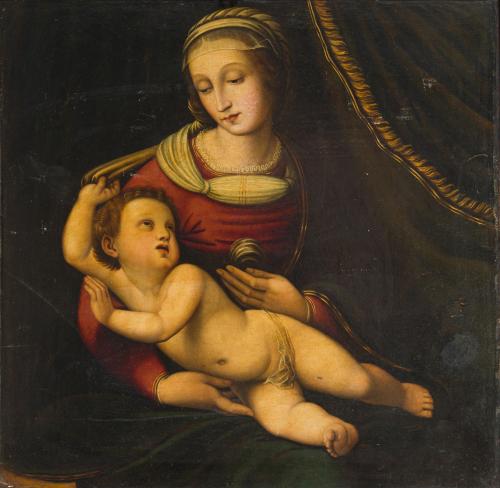 ANÓNIMO. Siglo XIX, Madonna Bridgewater, Óleo sobre tabla