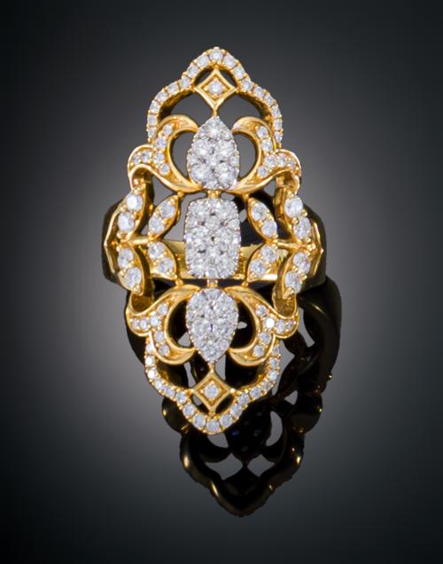 SORTIJA LANZADERA CON DIAMANTES EN ORO AMARILLO DE 18 KT