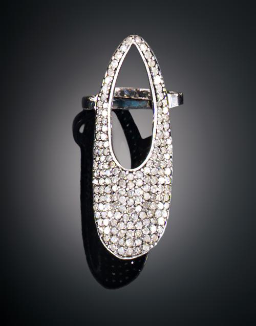 ANILLO DE UÑA CON DIAMANTES EN PLATA