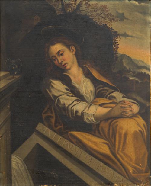 737   -  <p><span class="object_author">ESCUELA ITALIANA. Despues de 1573 - Santa María Magdalena en el sepulcro</span></p>