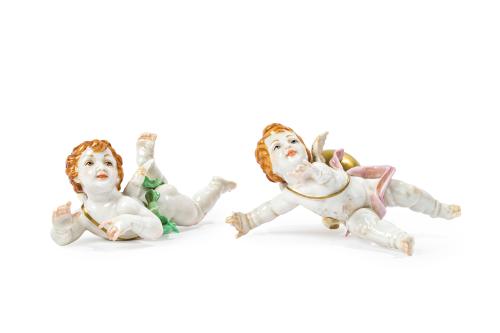 ALGORAPareja de angelotes en porcelana.