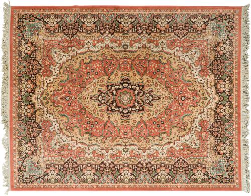 Alfombra oriental en lana con diseños de arabescos y motivo
