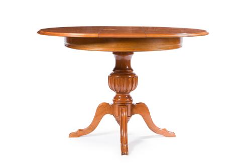 Juego de mobiliario formado por: mesa de comedor circular e