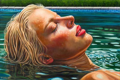 FERNANDO COBO (Madrid, 1975), Baño al sol, Óleo sobre lienz