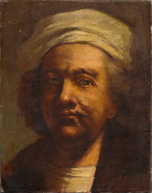 ESCUELA ESPAÑOLA. Siglo XX, Retrato de Rembrandt, Óleo sobr