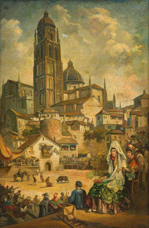 JAUME BERNADES PONT (Cataluña, 1910-1973), Escena segoviana