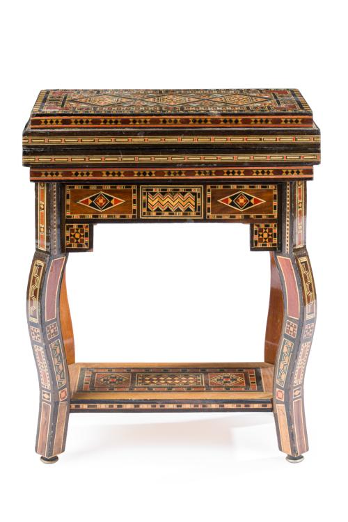 Mesa de juego en miniatura en madera con taracea tipo nazar