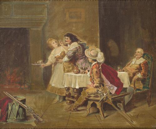 GIOVANNI PAZZA (1894-1989). Siglo XIX, Escena de taberna o 