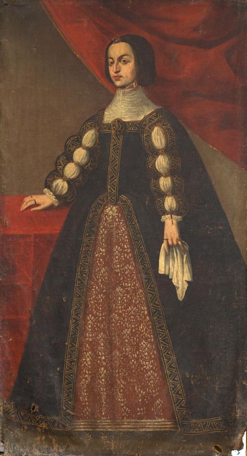 ESCUELA ESPAÑOLA. Siglo XVII, Retrato de una mujer"., Oleo 