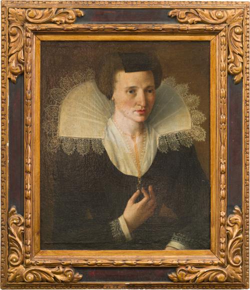 ESCUELA FLAMENCA. Siglo XVII, Retrato de dama, Óleo sobre l