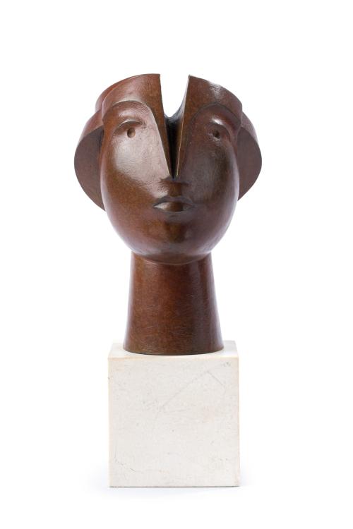 MANUEL MATEO CUENCA (Cuenca, 1951), Cabeza, Bronce sobre pe