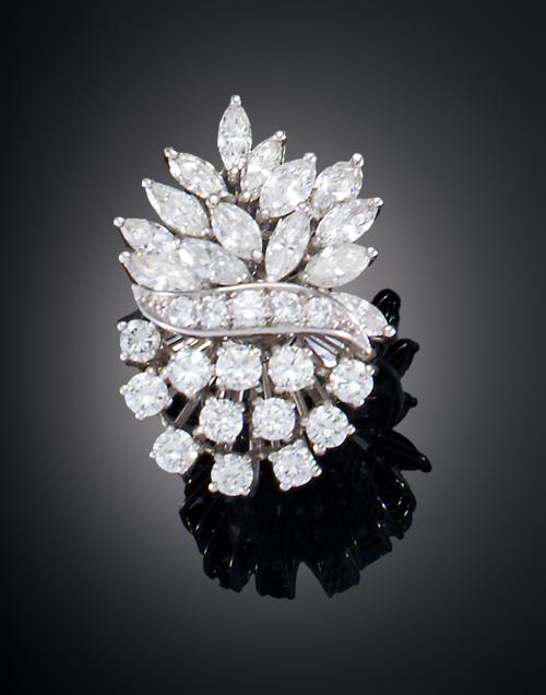 SORTIJA BOUQUET CON DIAMANTES EN ORO BLANCO DE 18 KT