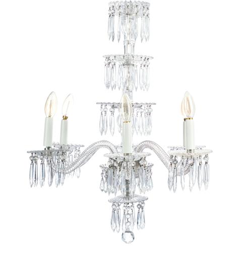 Lámpara de techo de 6 luces, s. XXEn cristal tallado, bra