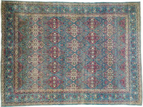 Alfombra persa Tabriz en lana y seda anudada a mano, s. XX