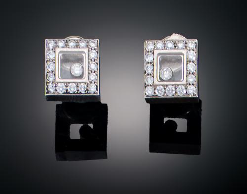 PENDIENTES CHOPARD CON DIAAMANTES EN ORO BLANCO DE 18 KT