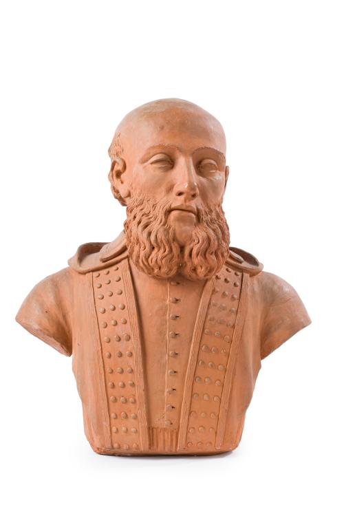 ESCUELA ESPAÑOLA. Siglo XIX, Busto de caballero, Terracota