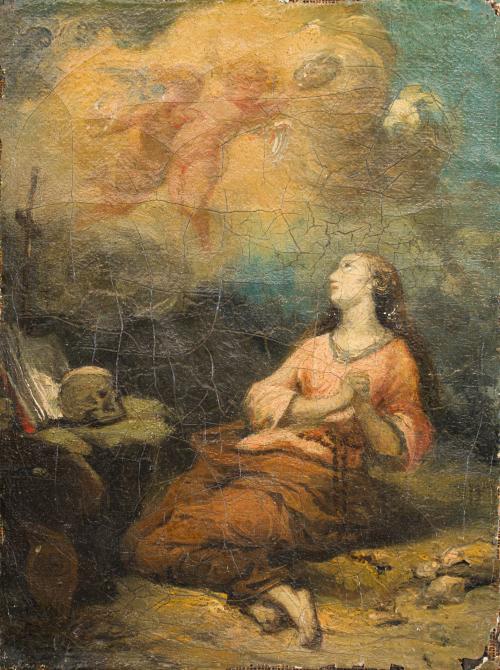 ESCUELA ITALIANA. Siglo XVIII, Santa María Magdalena penite