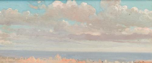 ESCUELA ESPAÑOLA S. XX, Paisaje marítimo con cielo con nube