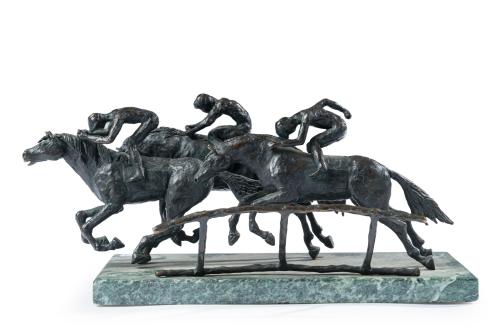 ESCUELA ESPAÑOLA S. XX"Carrera de caballo"Escultura en 