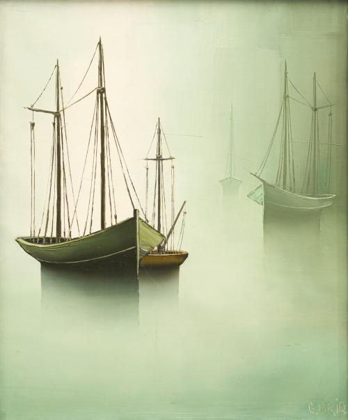 GILBERT BRIA  (Francia, 1933), Barcos, Óleo sobre lienzo