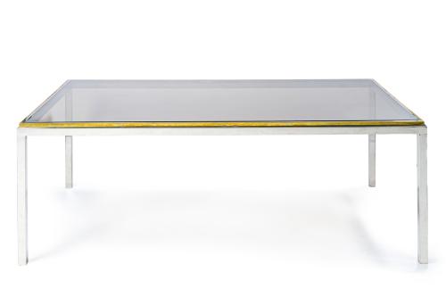 ROMEO REGA (1904-1968).  Mesa de centro en metal cromado. T
