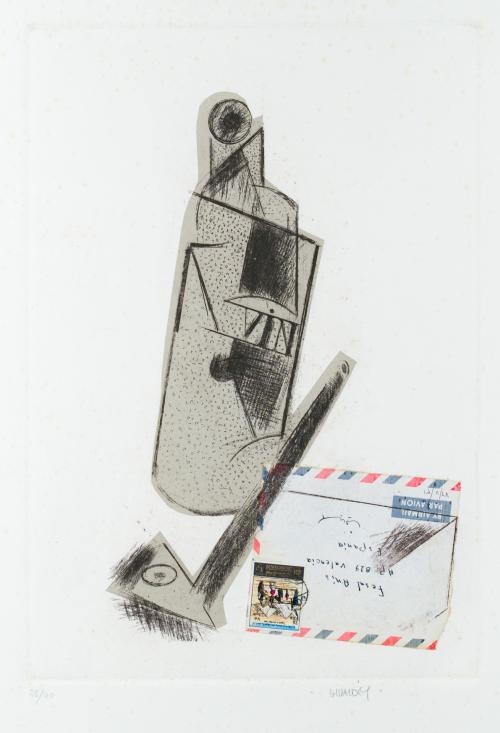 MANOLO VALDÉS (Valencia, 1942), La pipa, Collage y aguafuer