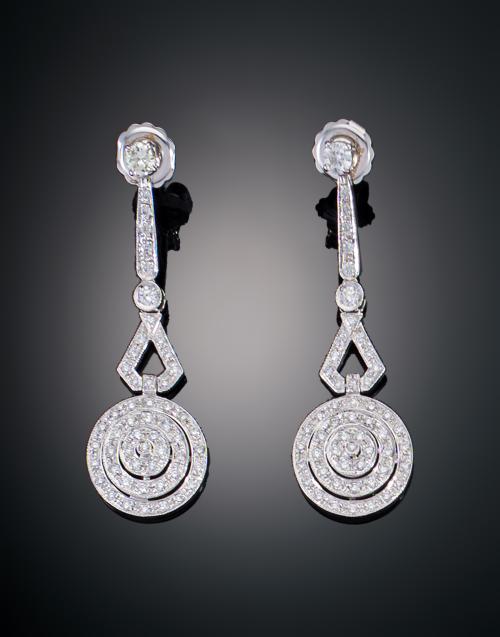 PENDIENTES LARGOS DESMONTABLES CON DIAMANTES EN ORO BLANCO 