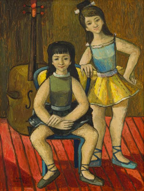 ÁNGEL PINA NORTES (Murcia, 1932), Bailarinas, Óleo sobre tá