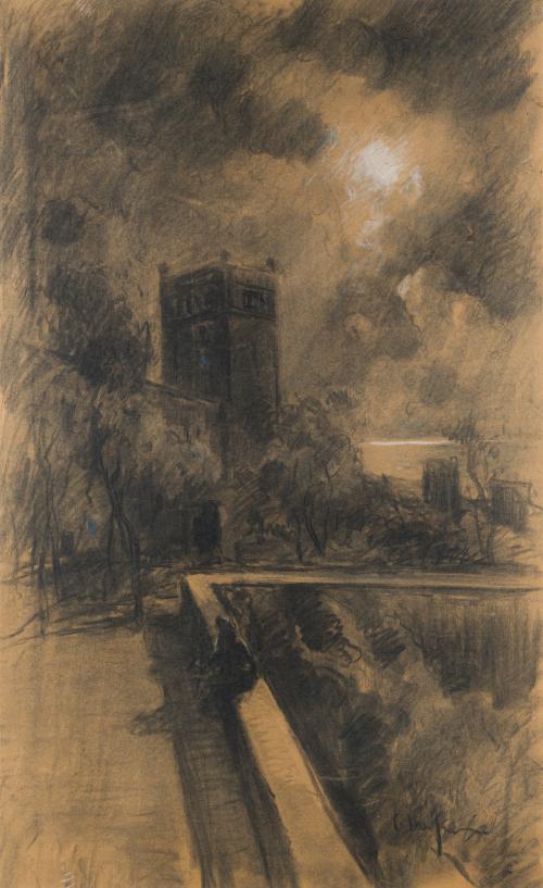 ELISEO MEIFRÈN I ROIG (Barcelona, 1859-1940), Paisaje noctu