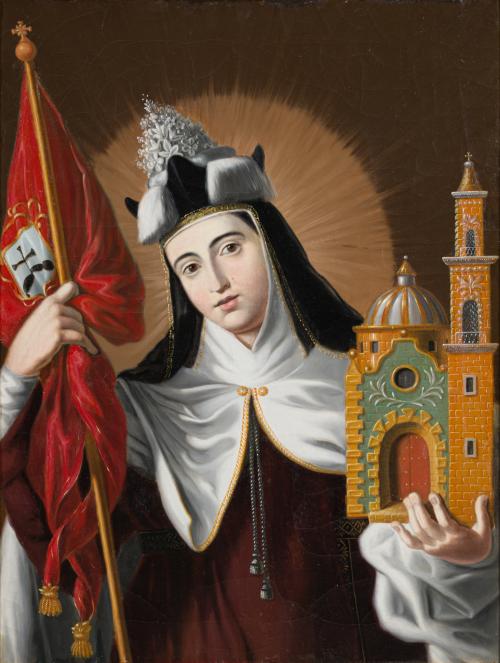 ESCUELA VIRREINAL.  Siglo XIX, Santa Teresa de Jesús como D