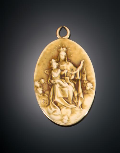 MEDALLA DE LA VIRGEN DEL CARMEN EN ORO AMARILLO DE 18 KT