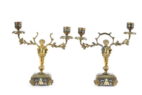 Pareja de candelabros Napoleón III, Francia, ff. S. XIXEn