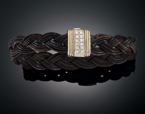 PULSERA TRENZA CON BRILLANTES EN ORO BLANCO DE 18 KT
