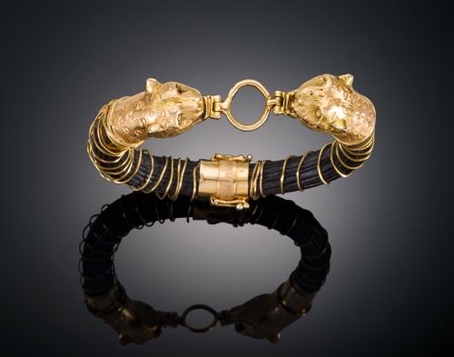 PULSERA CABEZAS DE PUMA EN ORO AMARILLO DE 18 KT.