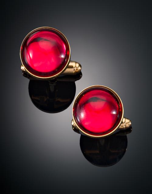 GEMELOS LALIQUE EN CRISTAL ROJO CHAPADOS EN ORO AMARILLO DE