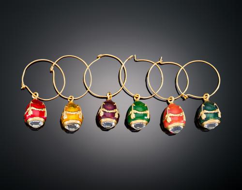 SET DE 6 HUEVOS FABERGÉ COLGANTE PARA COPA DE VINO