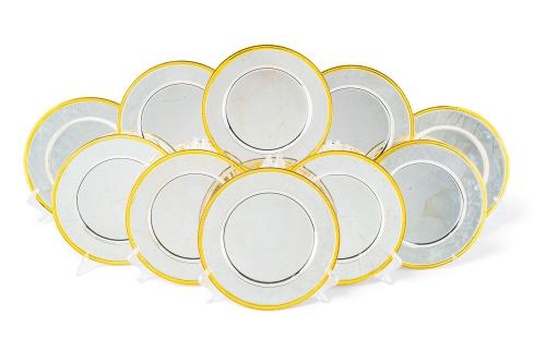 Elegante juego de 10 bajoplatos circulares en plateado con 