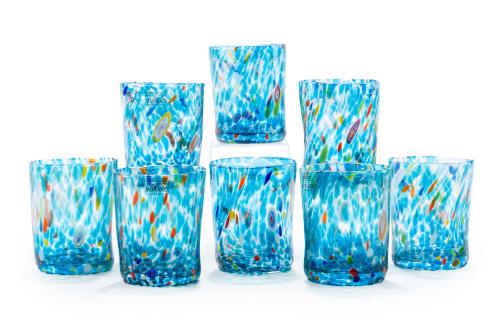 Juego de 8 vasos altos en vidrio soplado de Murano en tono 