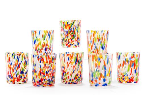 Juego de 8 vasos altos en vidrio soplado transparente de Mu