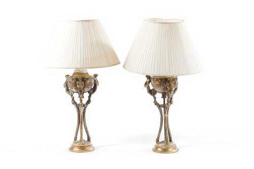 Pareja de lámparas de sobremesa estilo Napoleón III, s. XX