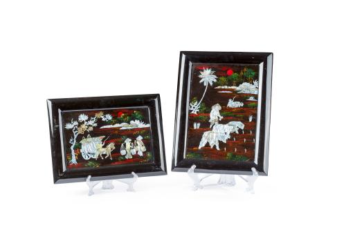 Lote de dos placas decorativas, Vietnam, s. XXEn madera p