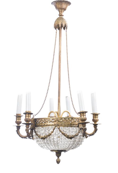 Lámpara de techo de 6 luces estilo Luis XVI Con cuentas e
