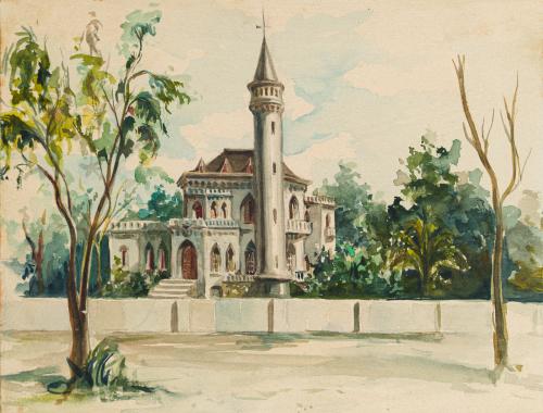 ESCUELA ESPAÑOLA. Siglo XX, Palacio de Ripalda, Acuarela so