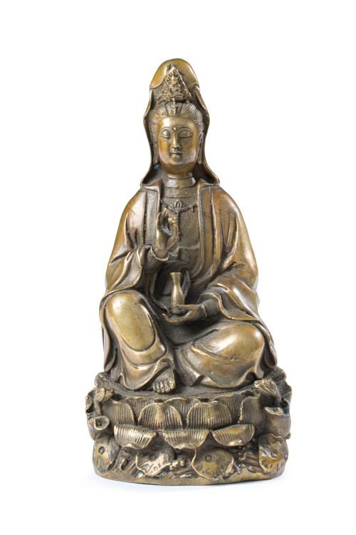 "Guanyin" en bronce dorado, China, ca. 1900