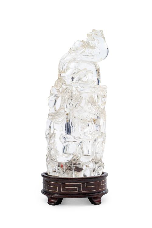 Perfumero oriental en cristal de roca tallado con decoració