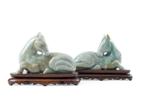 Pareja de caballos en jade tallados, China, s. XXExquisit