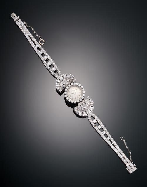 RELOJ JOYA LONGINES ESTILO ART DECÓ CON DIAMANTES EN ORO BL