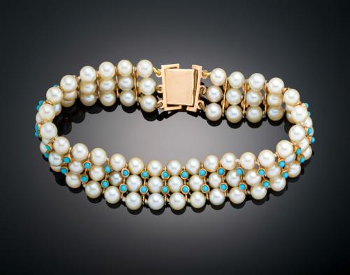 PULSERA DE TRIPLE HILERA DE PERLAS 