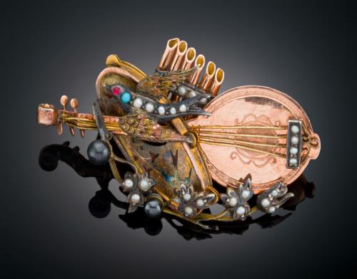 BROCHE ISABELINO DEL S. XIX CON MANDOLINA